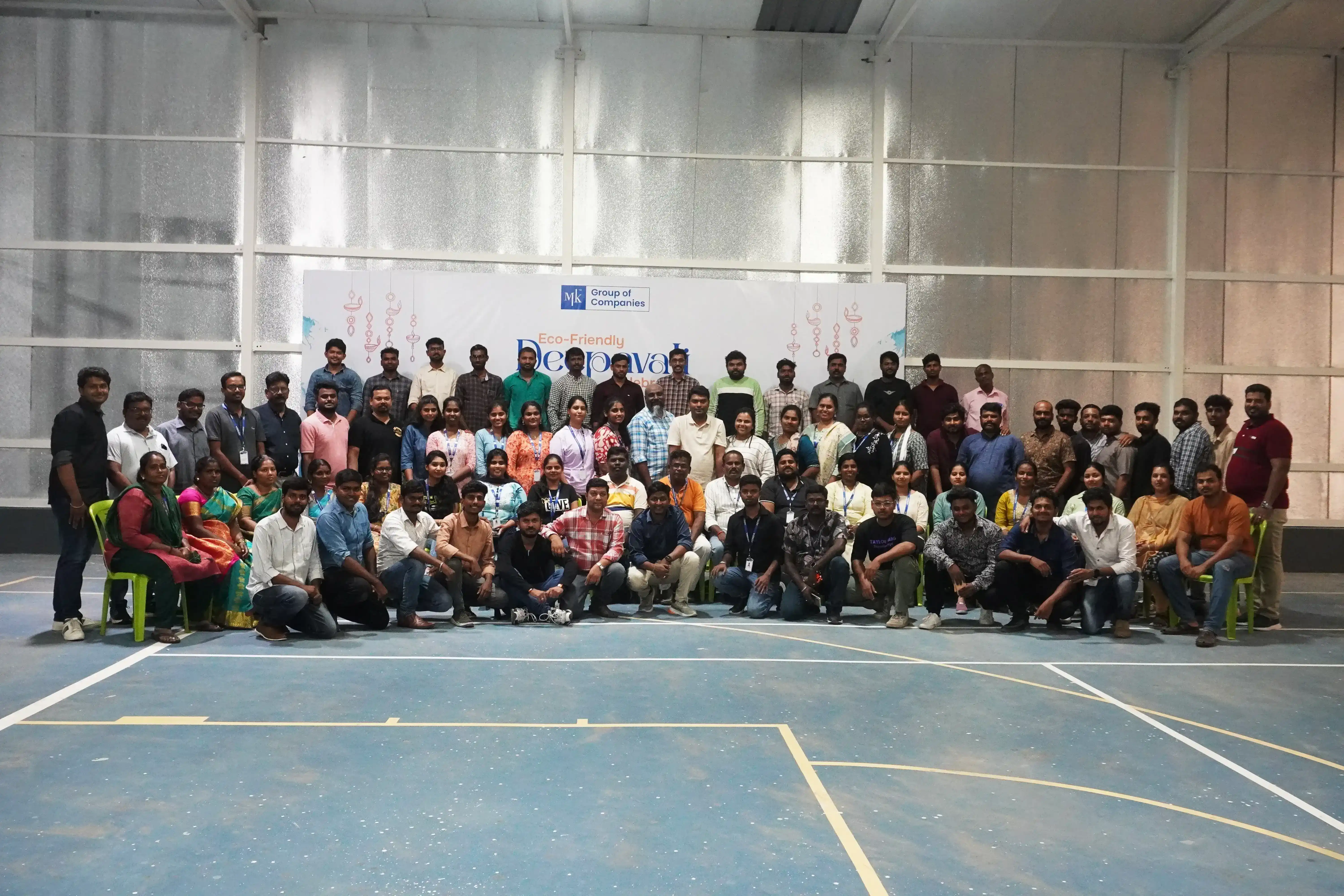 Group photo celebrating an eco-friendly Deepavali