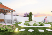 Leading Builders And Developers in Coimbatore , Kalapatti An attractive gardening establishing featuring vibrant plants along with a covered pavilion